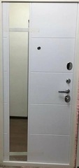 Входная металлическая дверь CREDOR (Кредо) зеркало 19 Белый софт (матовый, без текстуры) / Velutto Verde с патиной