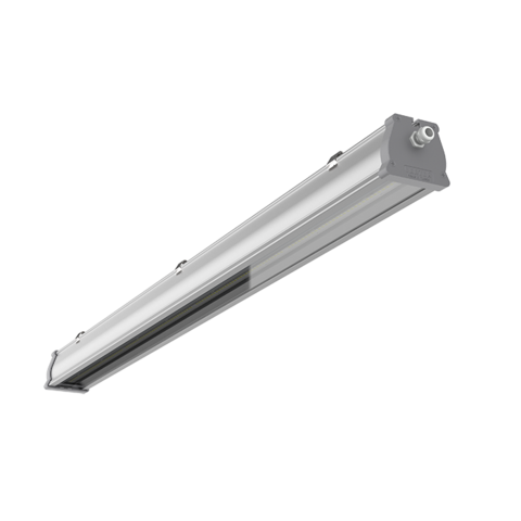 Внешний вид промышленного аварийного светильника с рассеивателем из силикатного закаленного стекла серии Iron GL EM 1200 IP67 Varton