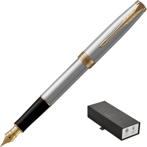 Ручка перьевая Parker Sonnet цвет чернил черный цвет корпуса серебристый (артикул производителя 1931504)