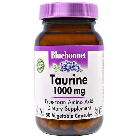 Bluebonnet Nutrition, Таурин, 1000 мг, 50 капсул в растительной оболочке