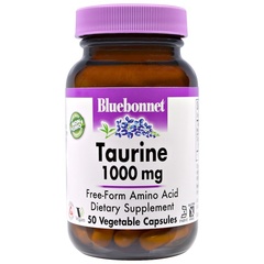 Bluebonnet Nutrition, Таурин, 1000 мг, 50 капсул в растительной оболочке