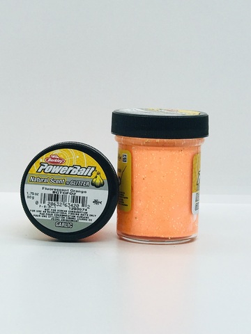Паста Berkley NATURAL SCENT GLITTER TRTBT GARLIC FLUO ORANGE 1633597 (Чеснок ) оранжевый с блёстками 6шт/уп. (#12)