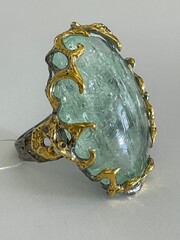 Ева-аквамарин (серебряное кольцо с позолотой)