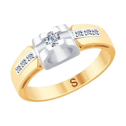1011745- Помолвочное кольцо из комбинированного золота с бриллиантами