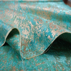 Ткань жаккард бирюзовый с золотым 2032