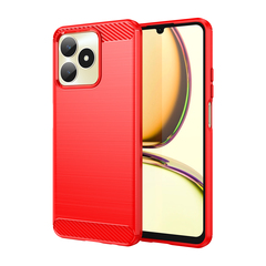 Мягкий чехол красного цвета для смартфона Realme C53, серия Carbon от Caseport