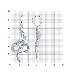 94026448 - Крупные серьги с подвесками ДРАКОНЫ из серебра 925 пробы