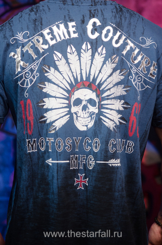 Xtreme Couture | Футболка мужская CHIEF MOTOR CLUB X1692 от Affliction принт на спине череп индейца