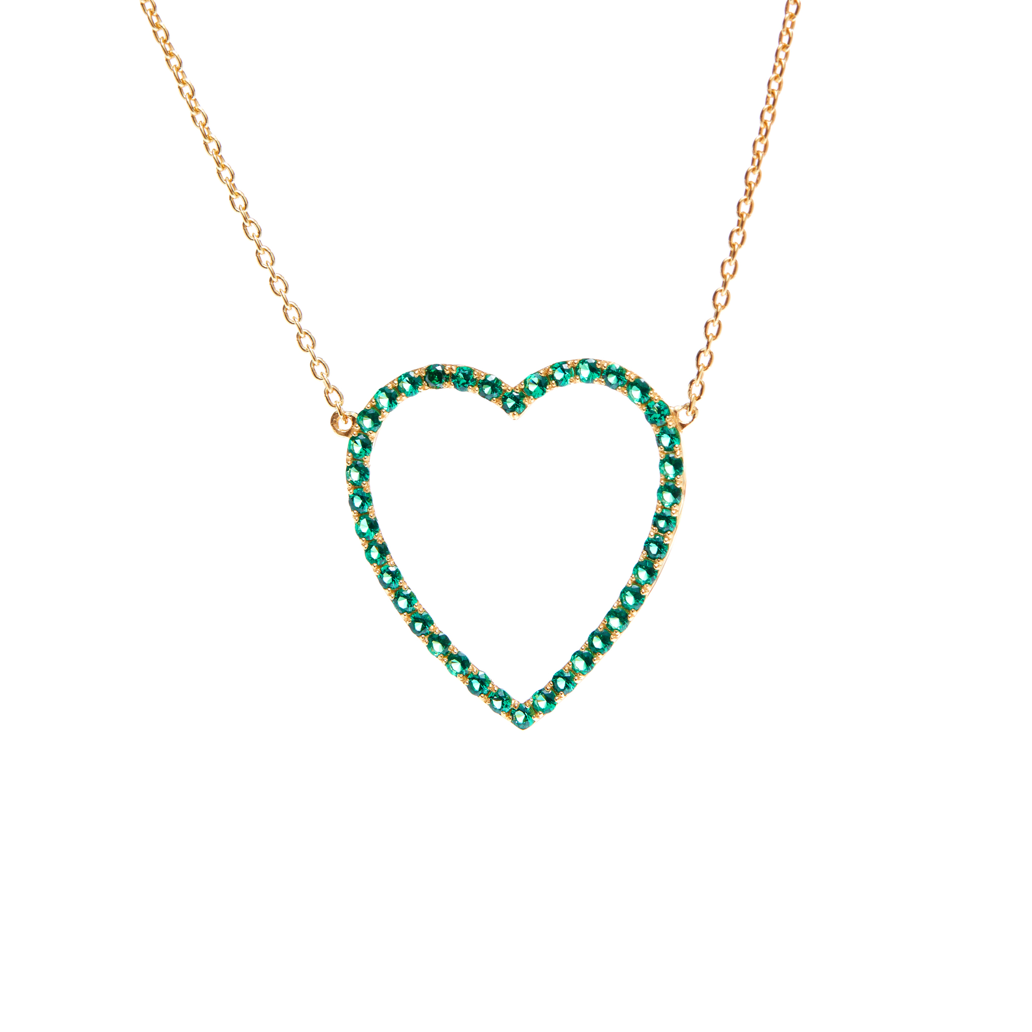 Колье Gold Heart Necklace – Green