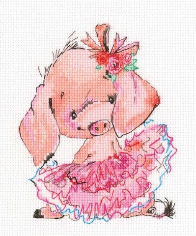 Pink ballerina ¶Название по-русски: 	 Розовая балерина ¶Размер кадра, см: 	 11,5*14 ¶Тип канвы, к