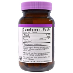 Bluebonnet Nutrition, Таурин, 1000 мг, 50 капсул в растительной оболочке