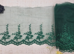 Вышивка на сетке, ш. 19 см, тёмный изумруд