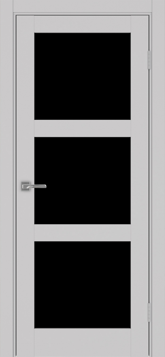 Дверь межкомнатная Оптима Порте Турин 530.222, цвет пепельный, экошпон, стекло лакобель черное