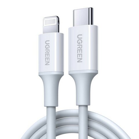 Кабель  UGREEN US171 (60747) USB-C to Lightning Cable M/M Nickel Plating ABS Shell, 0,5м, белый