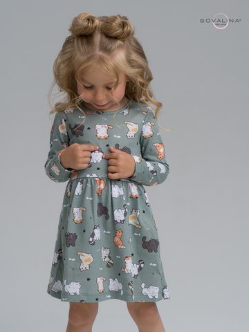 Платье Эля котята хаки