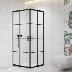 RGW 06083488-84 Душевой уголок 80*80*195 RGW PA-34-B Квадрат/Чёрный/Прозрачное(Принт)/6 мм фото