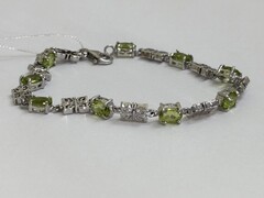 Хризолит микс (браслет из серебра)