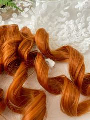 Волосы для кукол, трессы кудри-локоны, цвет Рыжие, 15 см*1 метр., набор 2 шт.