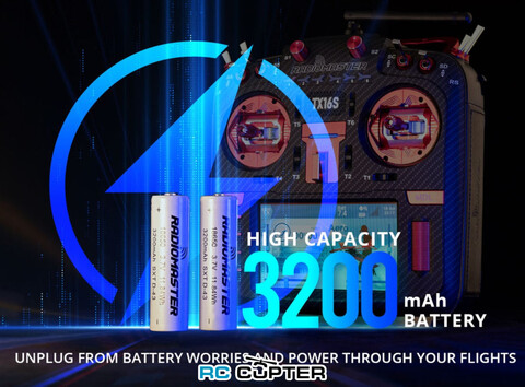 АКБ RadioMaster 3200mAh 3.7V Li-ion цилиндрический 18650 (2 шт) для TX16S / Boxer / TX12/ Pocket / MT12