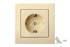 Розетка с Заземлением и Шторками Винтовой Контакт Бежевая LIREGUS EPSILON