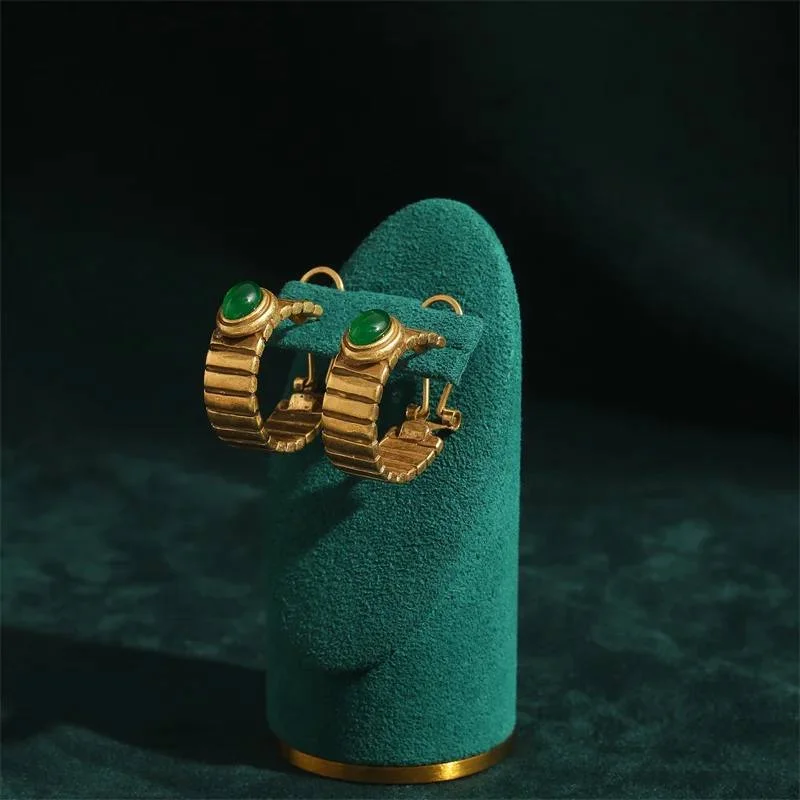 Серьги винтажные малахит, Золотые