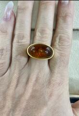 Кольцо капля с цветной вставкой из акрила в стиле BOTTEGA