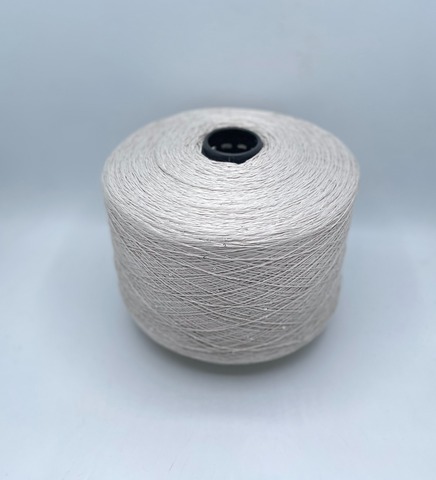 Бобинная пряжа (пр.Италия),Linette Pailletes, 450/100гр, 80% Лен, 20% Полиэстер(пайетка), цвет-Алебастр+пайетка. арт.36732