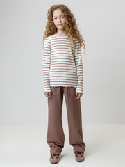 брюки  для девочки  КР 400847/капучино к633