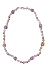 Бусы из гранёного серого агата и крупного кварца