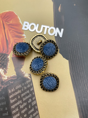 Пуговицы мягкий квадрат состаренное золото с синим бархатом