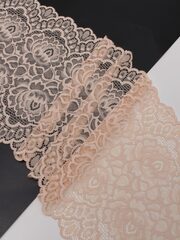 Эластичное кружево бежевое ширина 21 см