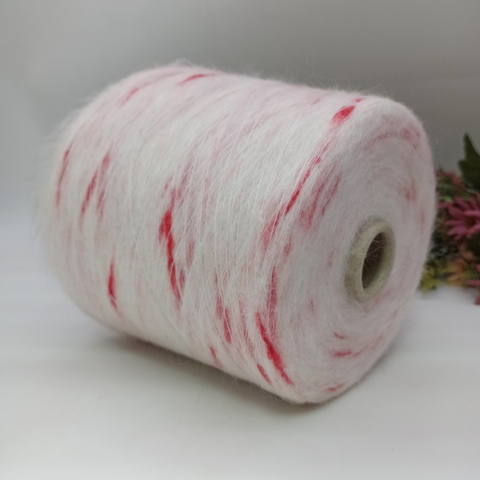 Кид мохер арт Galles фабрика Ilaria 1000м/100гр Белый c красным