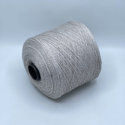 Бобинная пряжа, Linette Pailletes, 450м, 80% Лен, 20% Полиэстер(пайетка), Светло-серый+пайетка. 39426