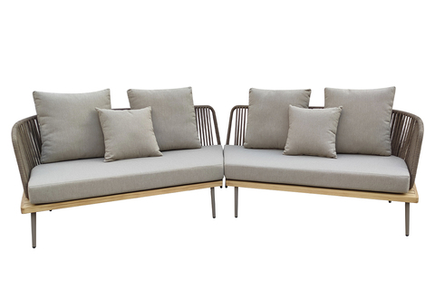 Диван Garda Decor угловой "БЭЙЛИ (BAYLEY)" уличный серый 280*84*75 см