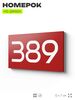 Номер на дверь 389, табличка на дверь для офиса, квартиры, кабинета, аудитории, склада, красная 120х70 мм, Айдентика Технолоджи