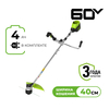 Триммер аккумуляторный Greenworks Арт. 2108407UB, 60V, 40 см, бесщеточный с велосипедной ручкой, с 1хАКБ 4Ач и ЗУ — фото 1