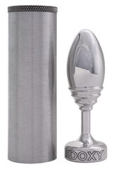 Серебристая анальная втулка Doxy Ribbed Butt Plug - 10,5 см. - 