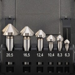 Набор зенковок 90° 6,3-20,5мм DIN335C 3z HSSE-Co5 6шт H-Tools 102152EHT