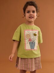 Футболка и юбка в комплекте для девочки Next AG9-822, Розовый, Салатовый