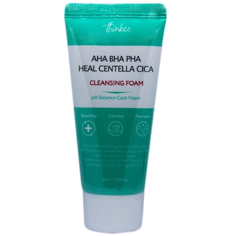 Пенка для умывания с центеллой Thinkco AHA BHA PHA Heal Centella Cica Cleansing Foam, 50 мл