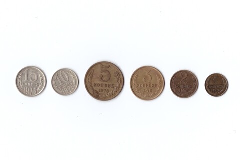 Набор монет (6 шт) 1976г. 1,2,3,5,10,15копеек XF