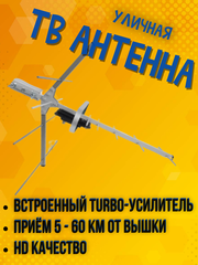 ТВ АНТЕННА МОЩНАЯ НАРУЖНАЯ ЦИФРОВАЯ АКТИВНАЯ НАПРАВЛЕННАЯТРИАДА-3360antenna.ru