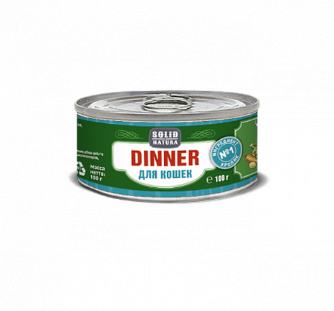 Solid Natura Dinner Кролик влажный корм для кошек жестяная банка 0,34 кг