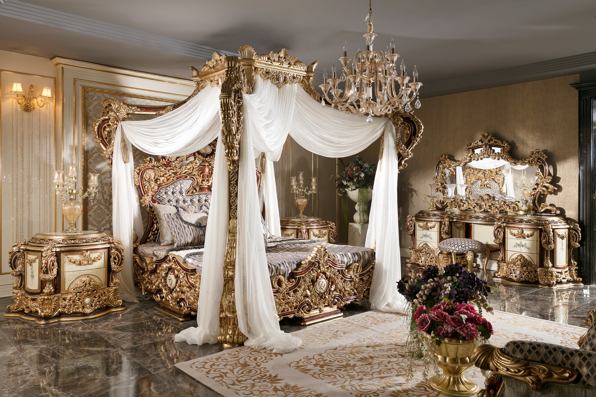 барокко кровать с балдахином