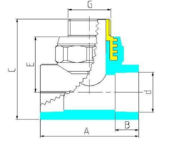 Valtec тройник комбинированный 32х1/2