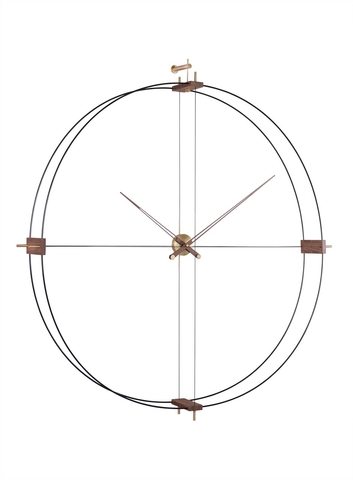 Часы Nomon Delmori Gold, (основание - черный фиберглас/стрелки - орех/центр - полированная латунь), D=130см Н=140см