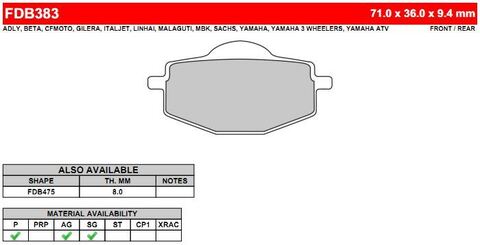 FDB383P Тормозные колодки дисковые MOTO, блистер 2 шт