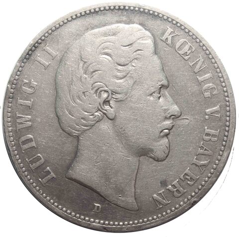 5 марок 1875 год (D) Германия-Бавария (король Людвиг II) F-VF