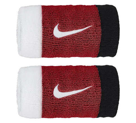 Теннисные напульсники Nike Swoosh Doubl -Wide Wristbands - white/university red/black