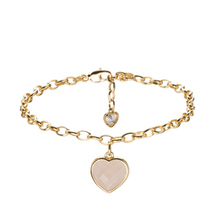 Браслет из латуни и Розового Кварца, gold